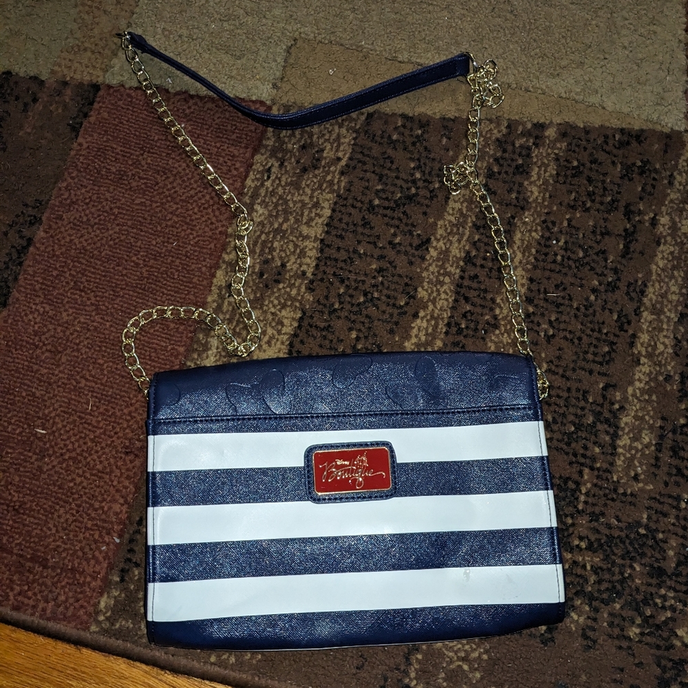 Disney Boutique Minnie Mouse Nautical Faux Leather Crossbody Purse Disne…
